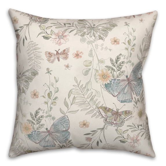 Creative Products Butterflies On White 18 x 18 Spun Poly Pillow