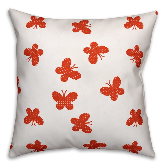 Creative Products Butterfly Pattern in Red 18x18 Spun Poly Pillow