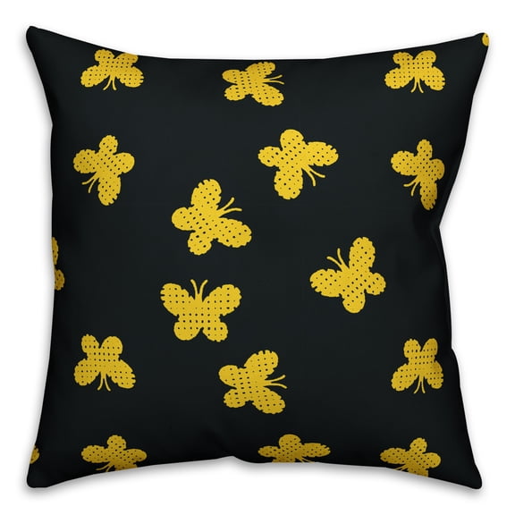 Creative Products Butterfly Pattern in Yellow 18x18 Spun Poly Pillow
