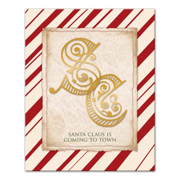 Creative Products Candy Cane Santa Claus Monogram 16x20 Canvas Wall Art