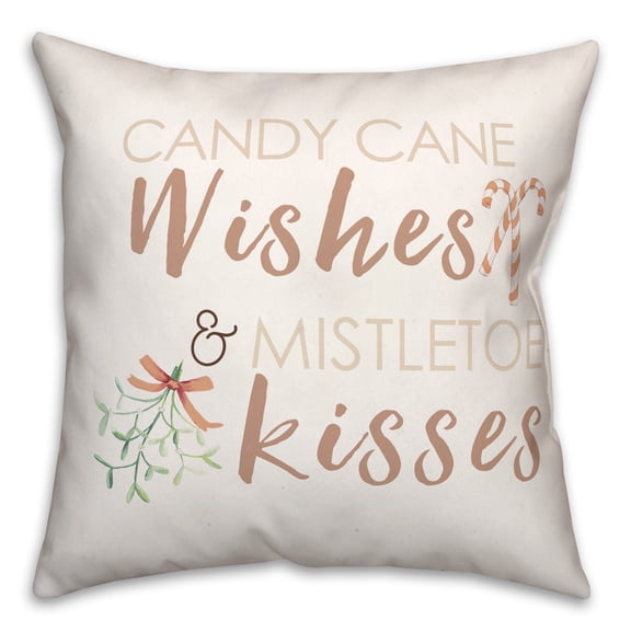 Creative Products Candycane Wishes Kisses 16 x 16 Spun Poly Pillow