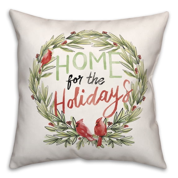 Creative Products Cardinal Wreath 16 x 16 Spun Poly Pillow