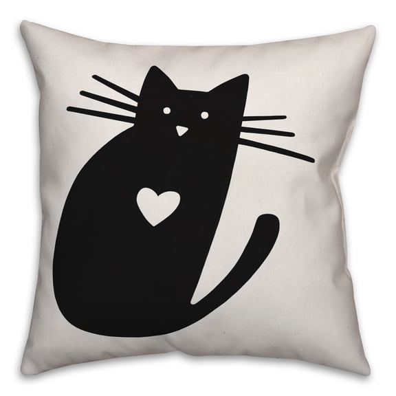 Creative Products Cat Heart Silhouette 18x18 Spun Poly Pillow