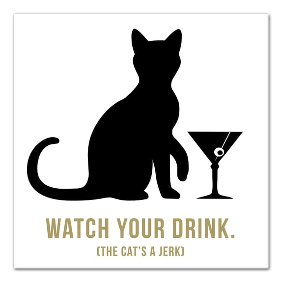 Creative Products Cat Martini 12 x 12 Canvas Wall Art