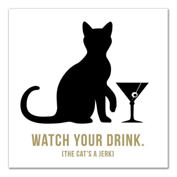 Creative Products Cat Martini 16 x 16 Canvas Wall Art
