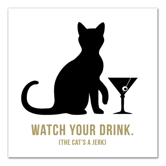 Creative Products Cat Martini 20 x 20 Canvas Wall Art