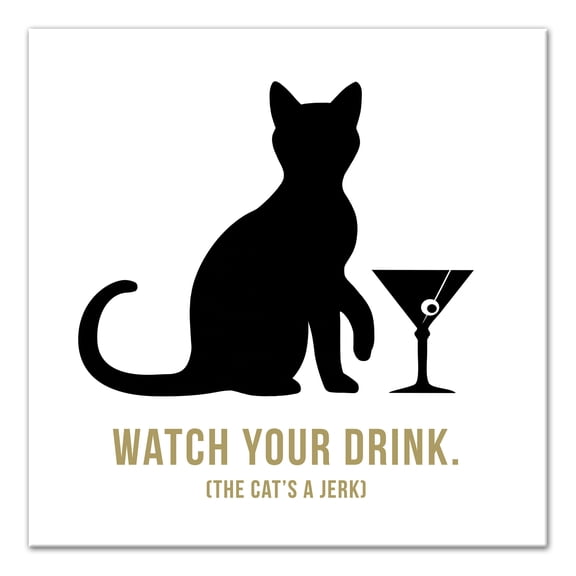 Creative Products Cat Martini 24 x 24 Canvas Wall Art