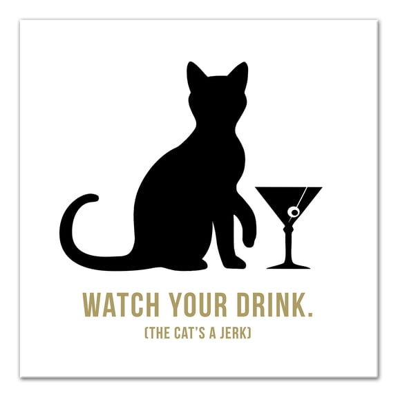 Creative Products Cat Martini 36 x 36 Canvas Wall Art