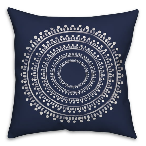 Creative Products Centered Navy Boho Circle 16 x 16 Indoor / Outdoor Pillow