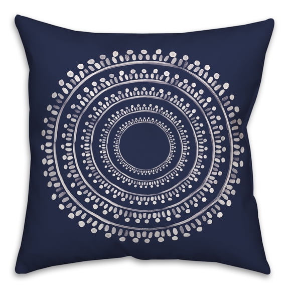 Creative Products Centered Navy Boho Circle 20 x 20 Indoor / Outdoor Pillow