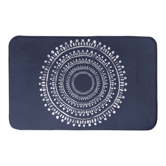 Creative Products Centered Navy Boho Circle 21 x 34 Bath Mat