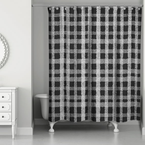 Creative Products Chalky Black Plaid 71 x 74 Shower Curtain