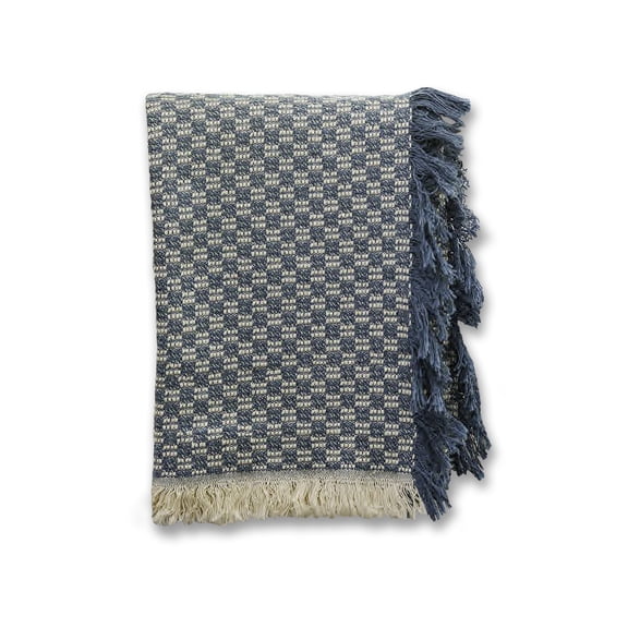 Creative Products Checkered Blue 46 x 67 Woven Throw