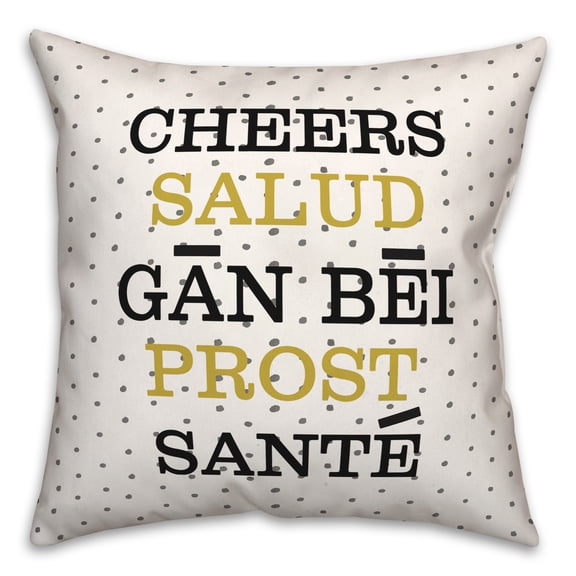 Creative Products Cheers Languages 18x18 Spun Poly Pillow