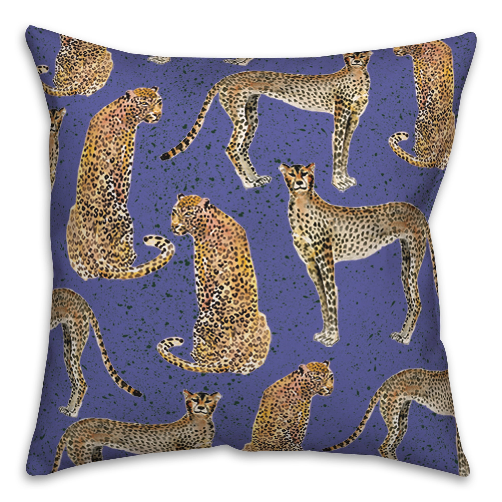 Blue Cheetah Print 18" Square Indoor/Outdoor Throw Pillow