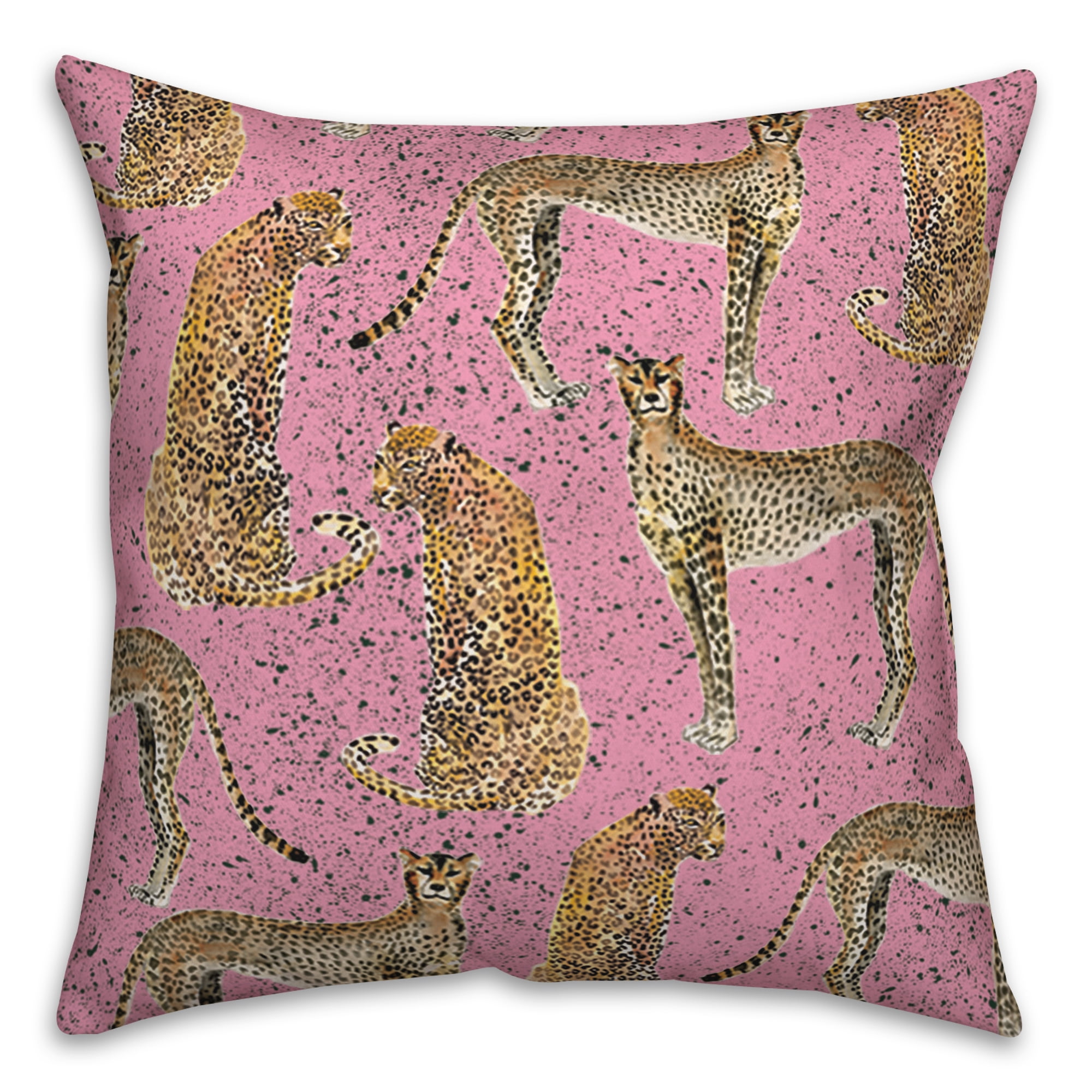 Pink and Cheetah Print 18'' Square Indoor/Outdoor Pillow