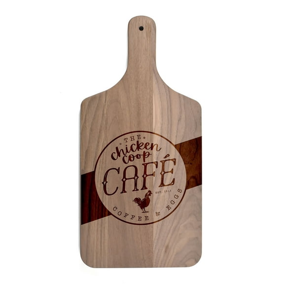 Creative Products Chicken Coop Caf 8 x 17 Walnut Paddle Cutting Board