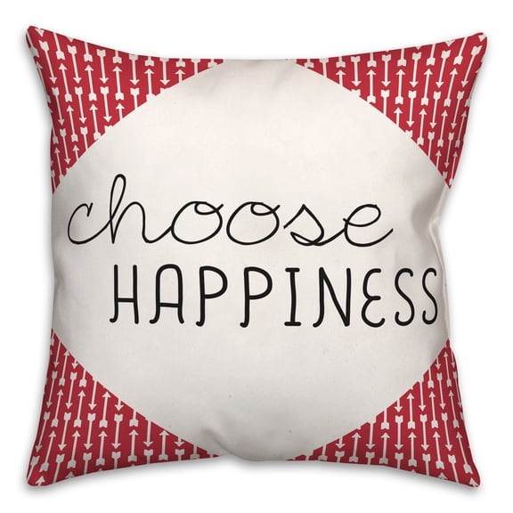 Creative Products Choose Happiness Quote Red Arrows Pattern 18 x 18 Spun Poly Pillow