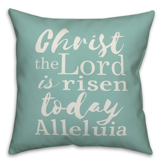 Creative Products Christ the Lord is Risen White Script 18x18 Spun Poly Pillow
