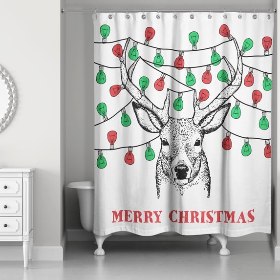 Creative Products Christmas Deer with Lights 71x74 Shower Curtain