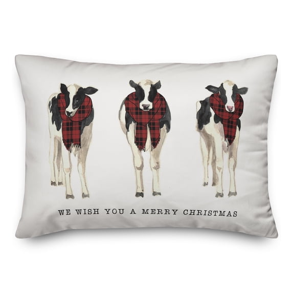 Creative Products Christmas Scarf Cows 14x20 Spun Poly Pillow