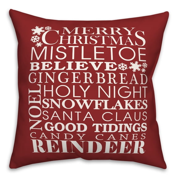 Creative Products Christmas Things on Dark Red 18 x 18 Spun Poly Pillow