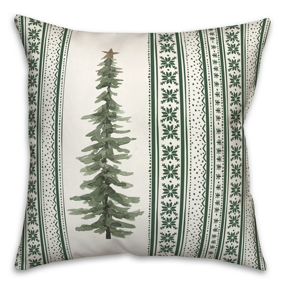 Creative Products Christmas Tree Green Pattern 18 x 18 Spun Poly Pillow