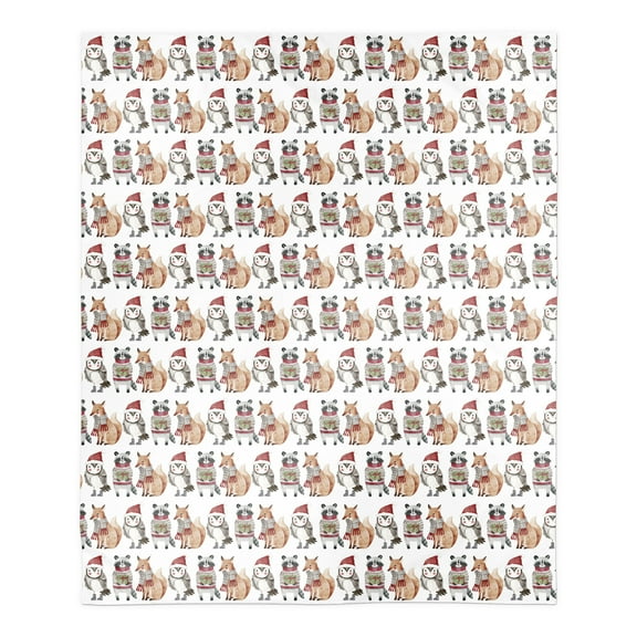 Creative Products Christmas Woodland Characters 50 x 60 Faux Shearling Fleece Blanket