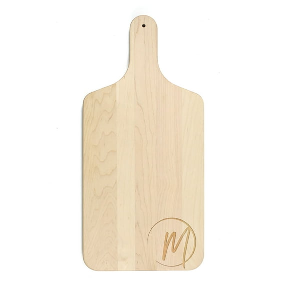 Creative Products Circle Monogram - M 8 x 17 Maple Paddle Cutting Board