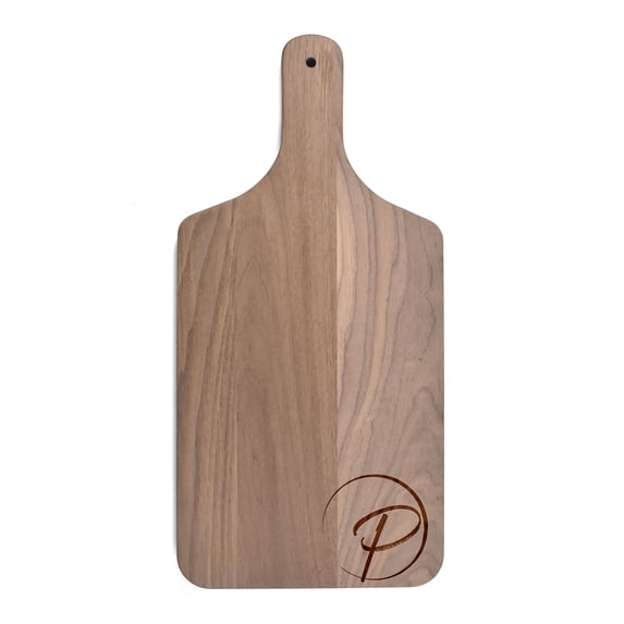 Creative Products Circle Monogram - P 8 x 17 Walnut Paddle Cutting Board