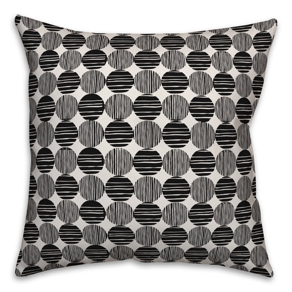 Creative Products Circles in Black 16x16 Spun Poly Pillow