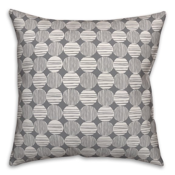 Creative Products Circles in Gray 16x16 Spun Poly Pillow