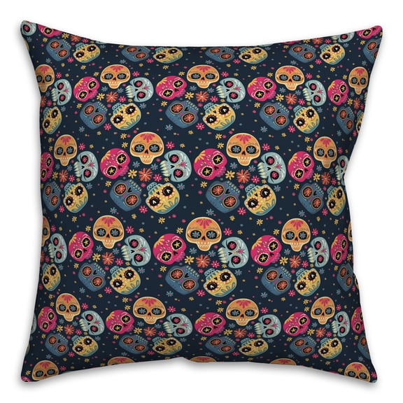 Creative Products Circular Sugar Skull Pattern 18x18 Spun Poly Pillow
