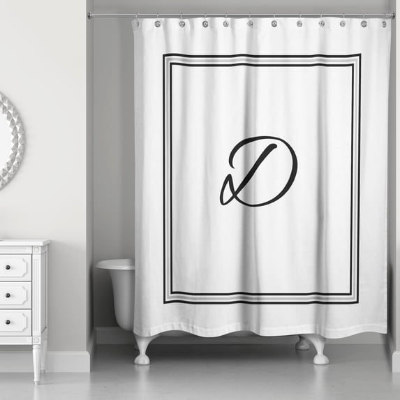 Creative Products Classic White Monogrammed Shower Curtain - D
