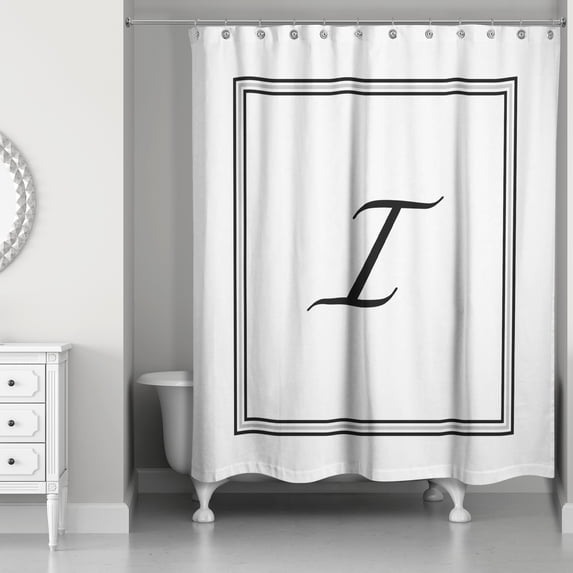 Creative Products Classic White Monogrammed Shower Curtain - I