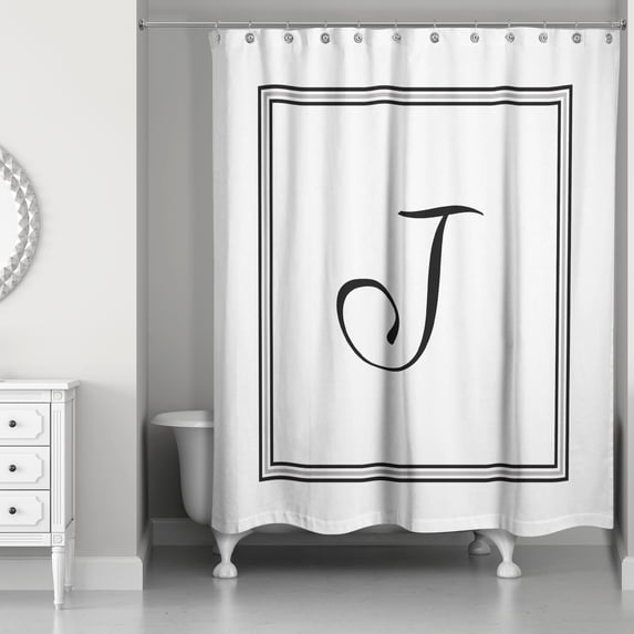Creative Products Classic White Monogrammed Shower Curtain - J