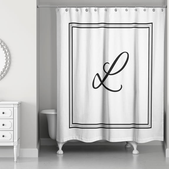 Creative Products Classic White Monogrammed Shower Curtain - L