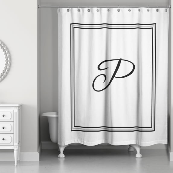 Creative Products Classic White Monogrammed Shower Curtain - P