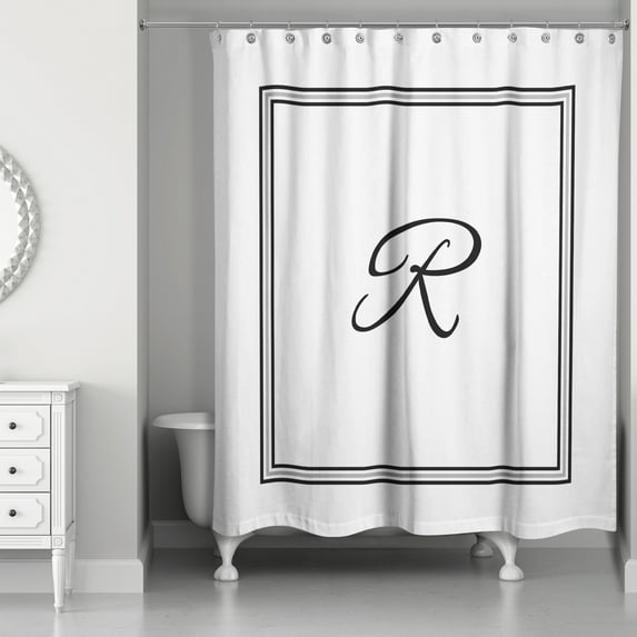 Creative Products Classic White Monogrammed Shower Curtain - R