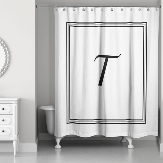 Creative Products Classic White Monogrammed Shower Curtain - T