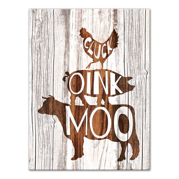 Creative Products Cluck Oink Moo 12x16 Canvas Wall Art