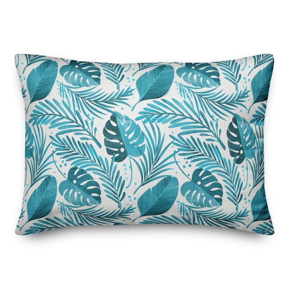 Creative Products Coastal Blue Leaves 14x20 Indoor / Outdoor Pillow