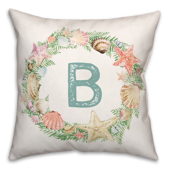 Creative Products Coastal Christmas Monogram - B 18x18 Spun Poly Pillow