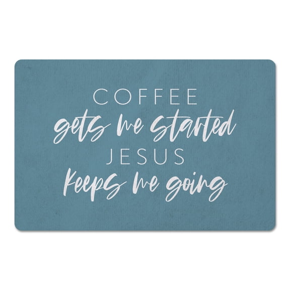Creative Products Coffee Gets Me Started Sea Glass 27x18 Floor Mat