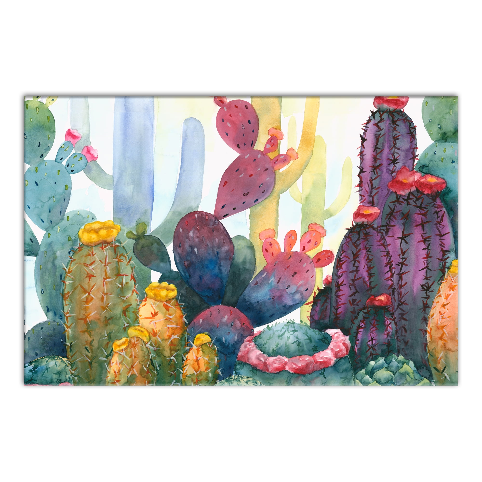 Colorful Blooming Cactus 16x24 Canvas Wall Art