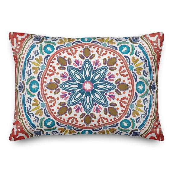 Creative Products Colorful Blue Red Medallion 14x20 Indoor / Outdoor Pillow
