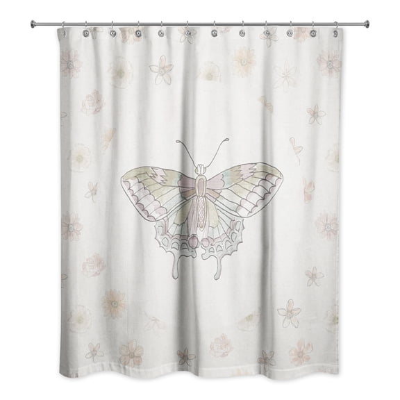Creative Products Colorful Butterfly On Florals 71x74 Shower Curtain