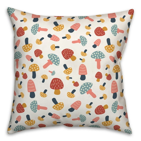 Creative Products Colorful Cute Mushroom Pattern 2 16 x 16 Spun Poly Pillow