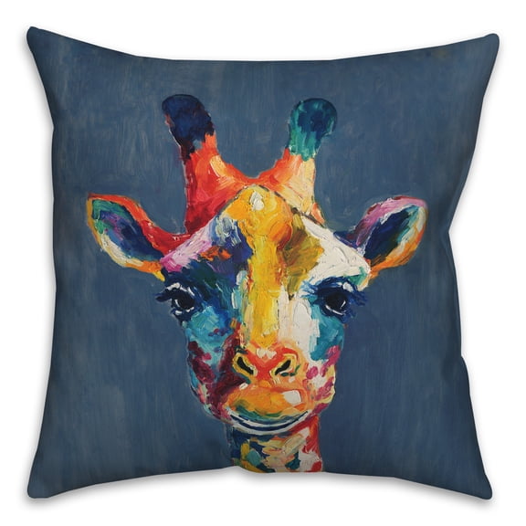 Creative Products Colorful Giraffe on Blue 18x18 Indoor / Outdoor Pillow
