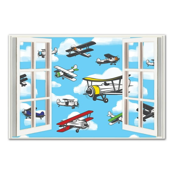 Creative Products Colorful Planes Window 32x48 Canvas Wall Art
